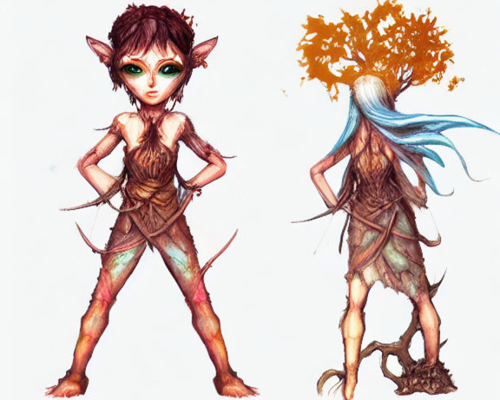 Whimsical Character with Elfin Features and Nature Design