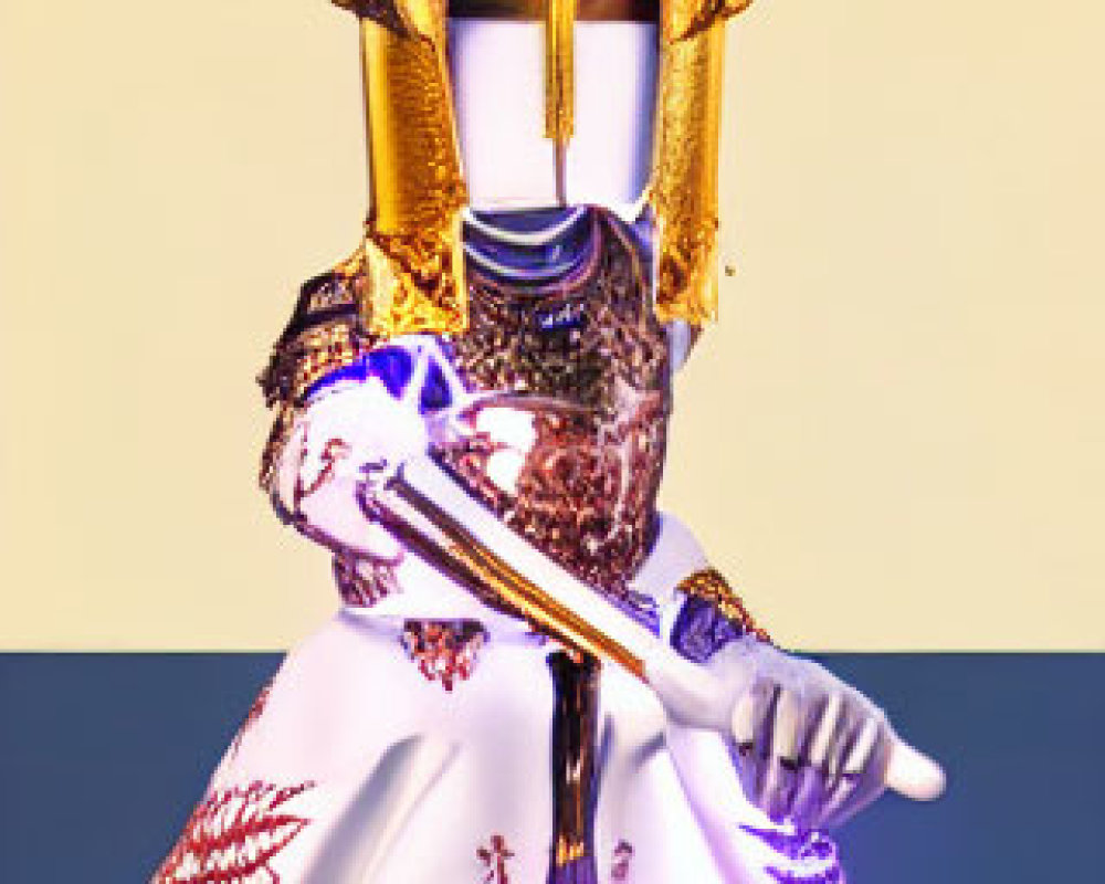 Stylized Knight Figure in Intricate Armor and Robe