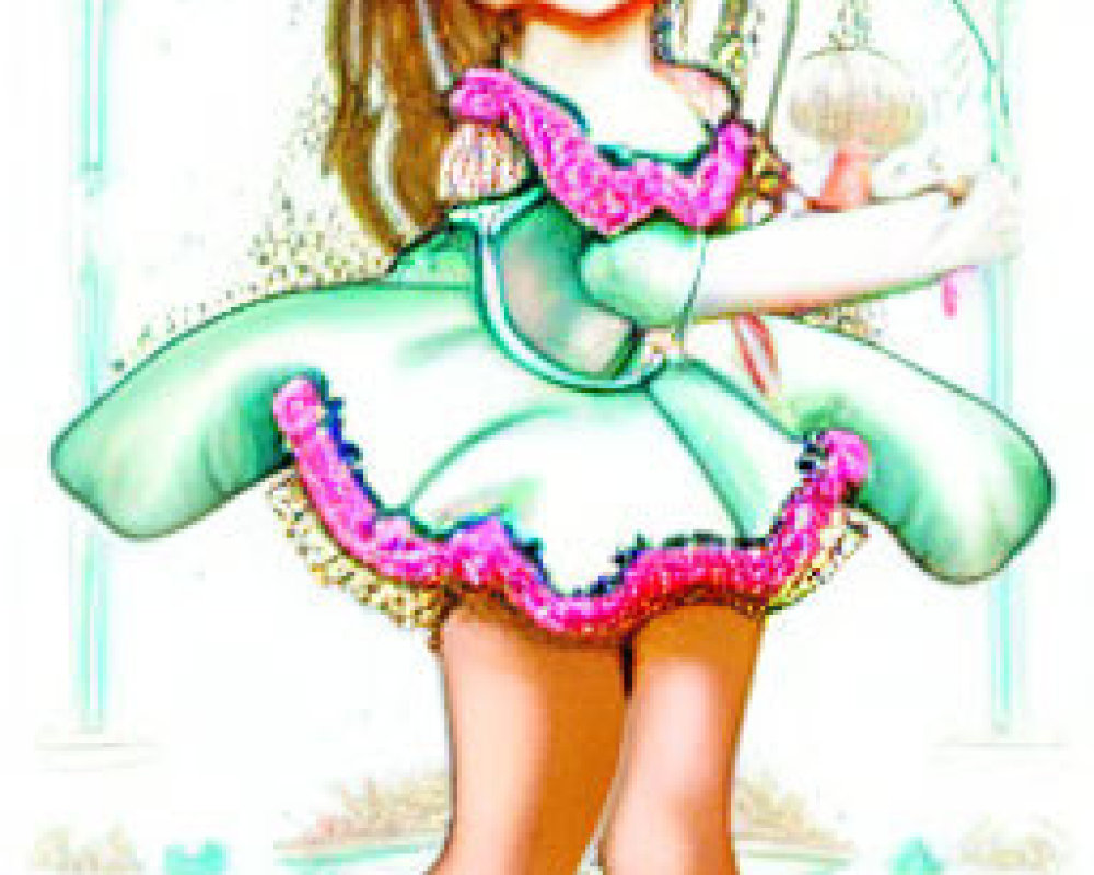 Whimsical Illustration of a Cheerful Young Girl