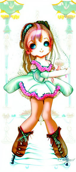 Whimsical Illustration of a Cheerful Young Girl