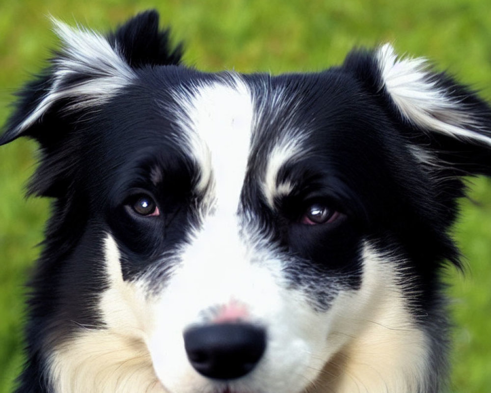 Black and White Border Collie with Piercing Eyes and Fluffy Fur