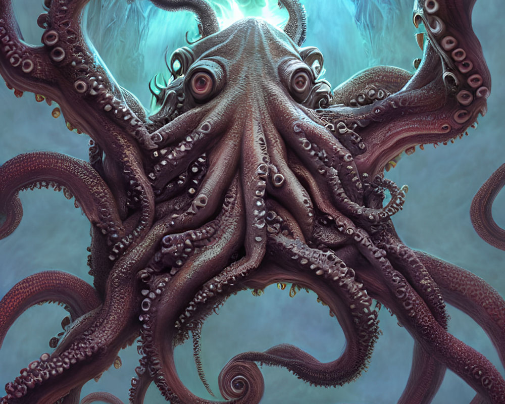 Detailed octopus illustration in underwater scene