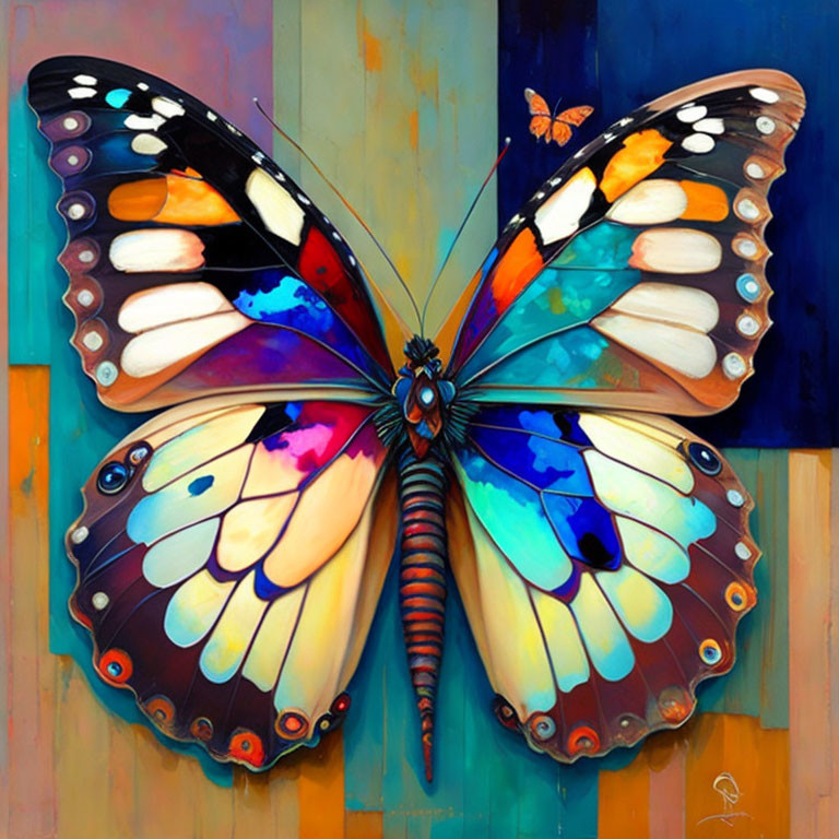 Vibrant Butterfly Art on Abstract Multicolored Background