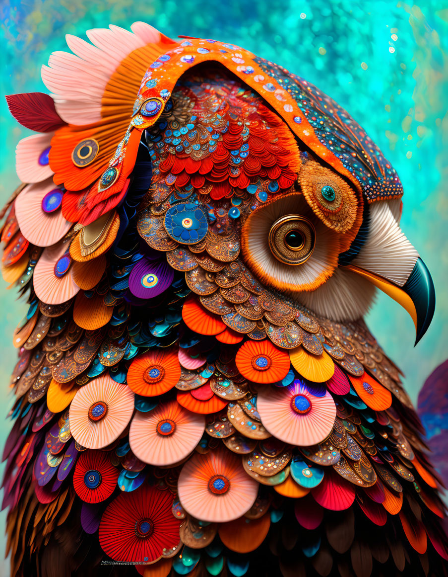 Colorful Sequined Bird with Iridescent Feathers