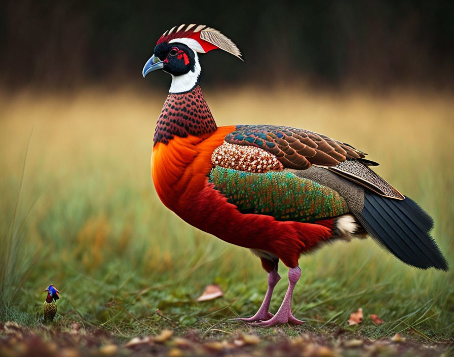 Colorful Pheasant in Natural Setting with Fall Colors