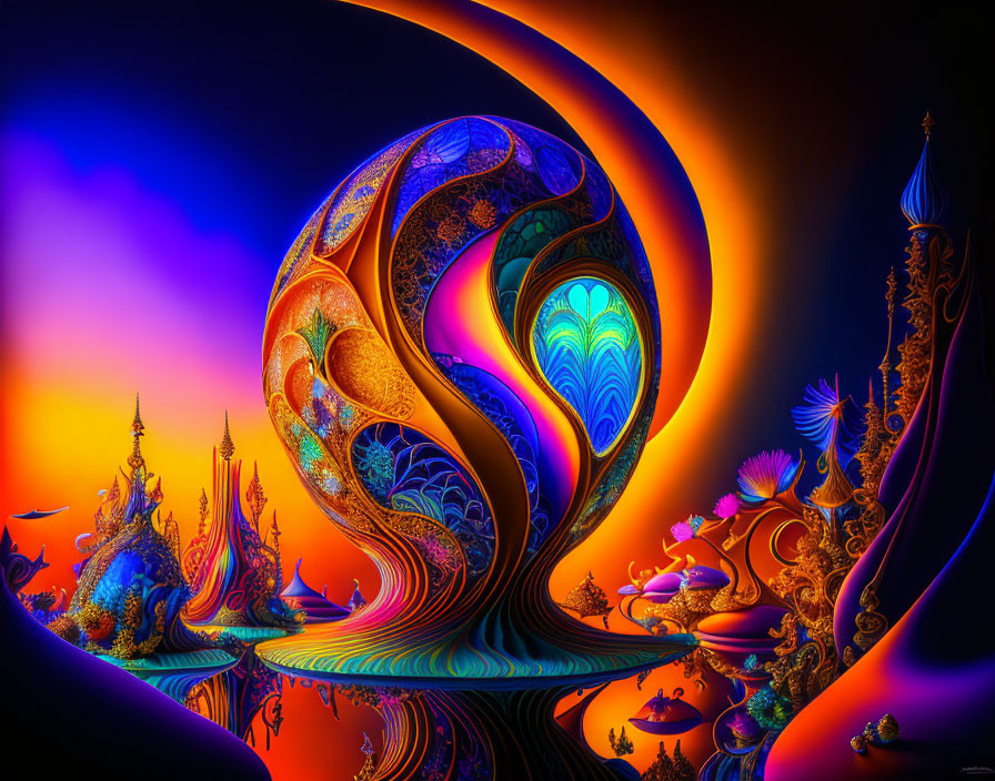 Colorful Psychedelic Fractal Art with Swirling Patterns