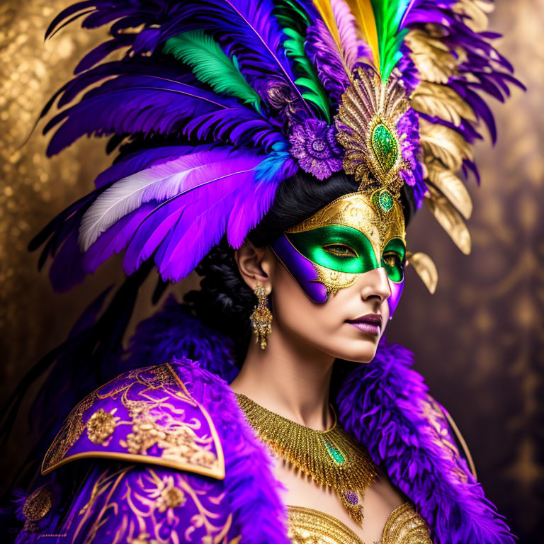 Colorful Mask and Feathered Headdress for Carnival Vibes