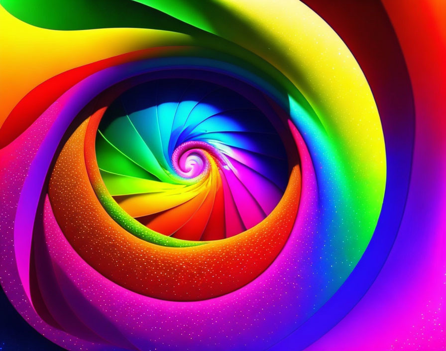 Colorful Rainbow Spiral with Glittering Specks: Psychedelic Abstract Background