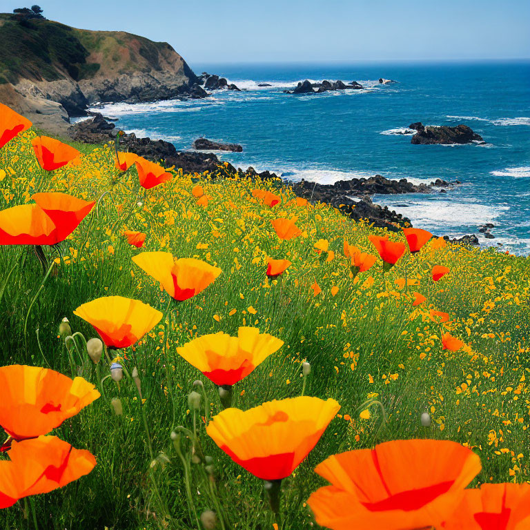 California Poppies Along the Pacific Coast