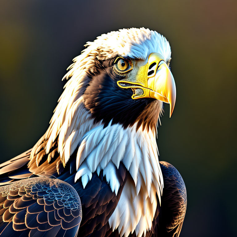 Detailed Bald Eagle Portrait with Golden Beak and Piercing Eyes