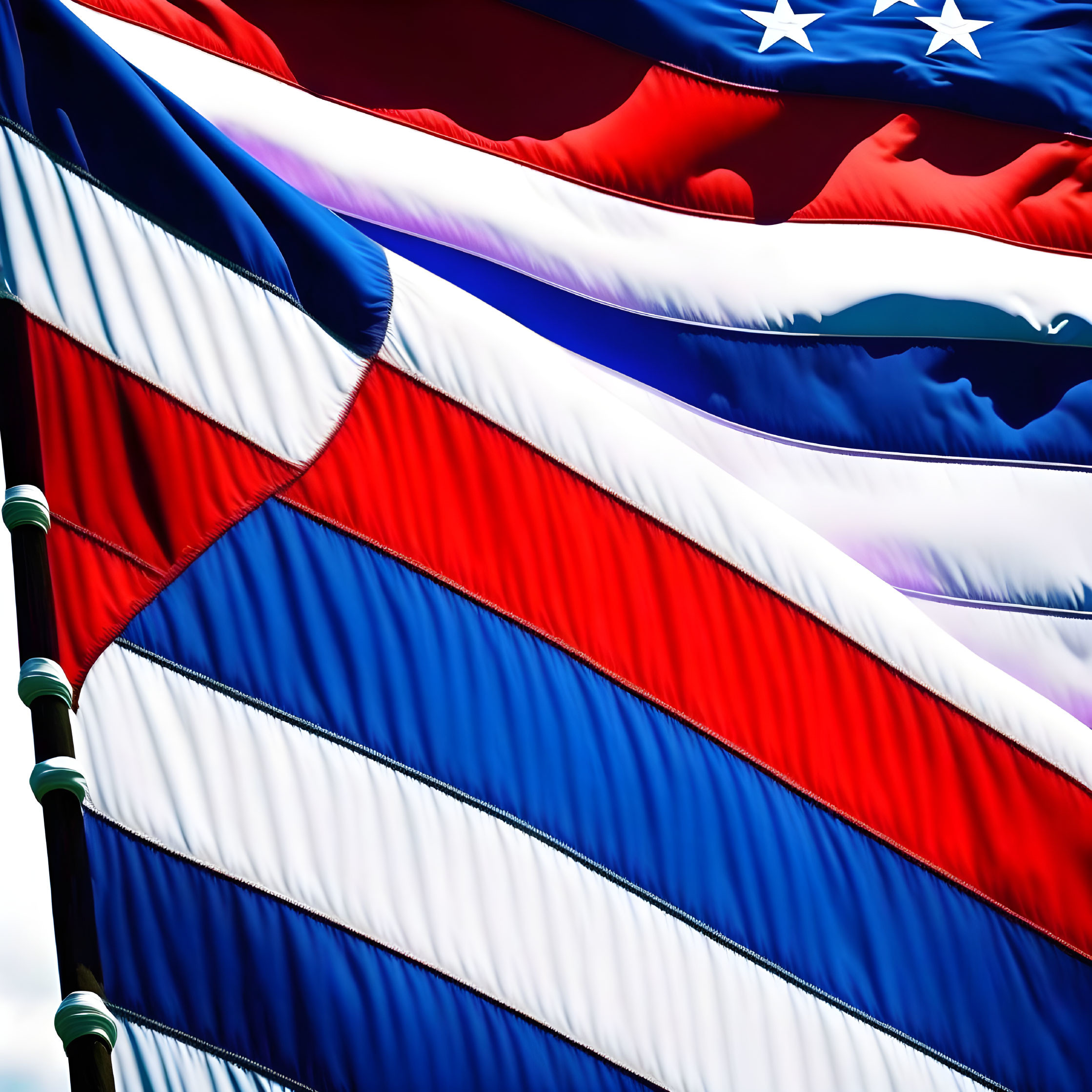 Detailed Close-Up of Waving United States Flag