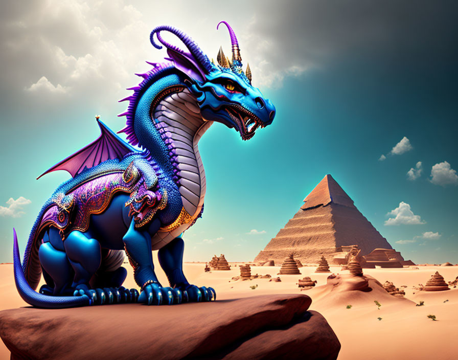 Colorful Dragon with Detailed Designs by Great Pyramid