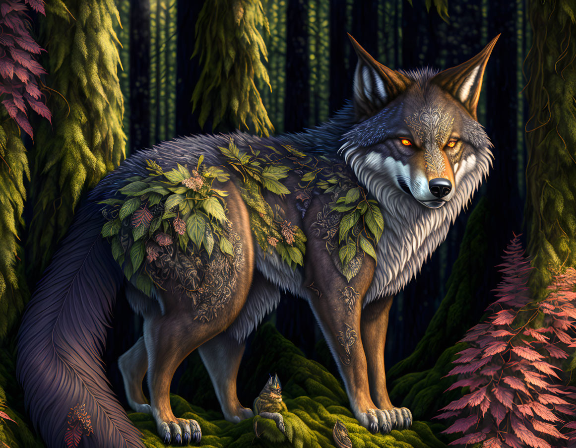 Detailed Fox Artwork in Enchanted Forest