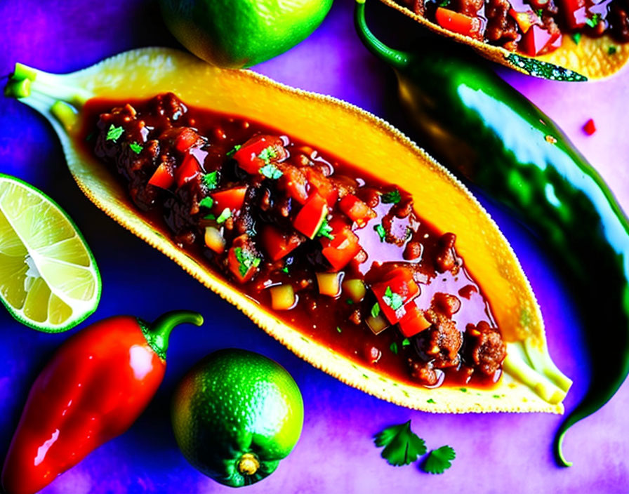 Vibrant Taco Fillings in Yellow Squash with Herbs, Limes, and Peppers