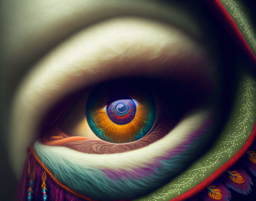 Colorful Stylized Human Eye with Detailed Iris Patterns