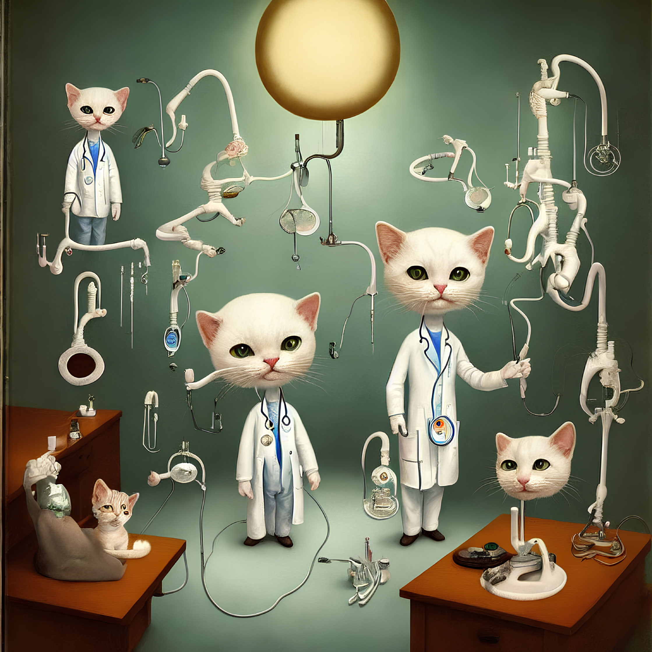 Anthropomorphic Cats in Lab Coats Conducting Scientific Experiments