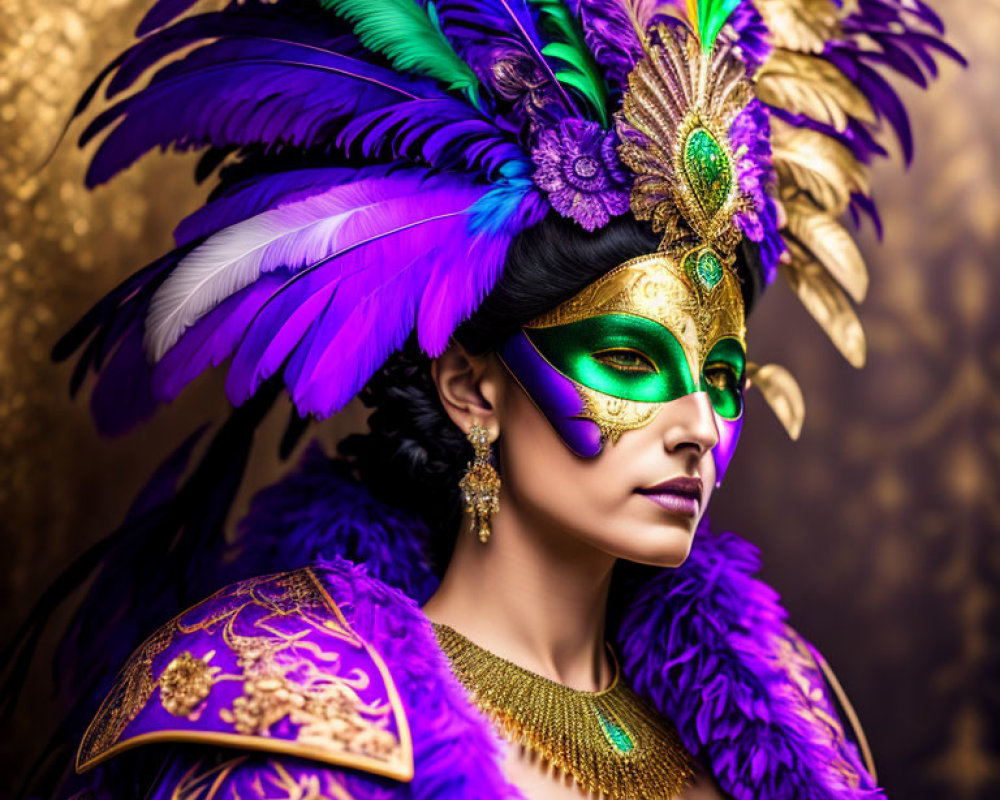 Colorful Mask and Feathered Headdress for Carnival Vibes