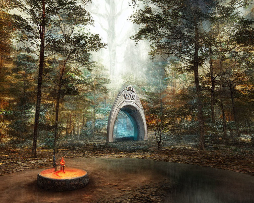 Enigmatic Portal in Mystical Forest with Stone Circle