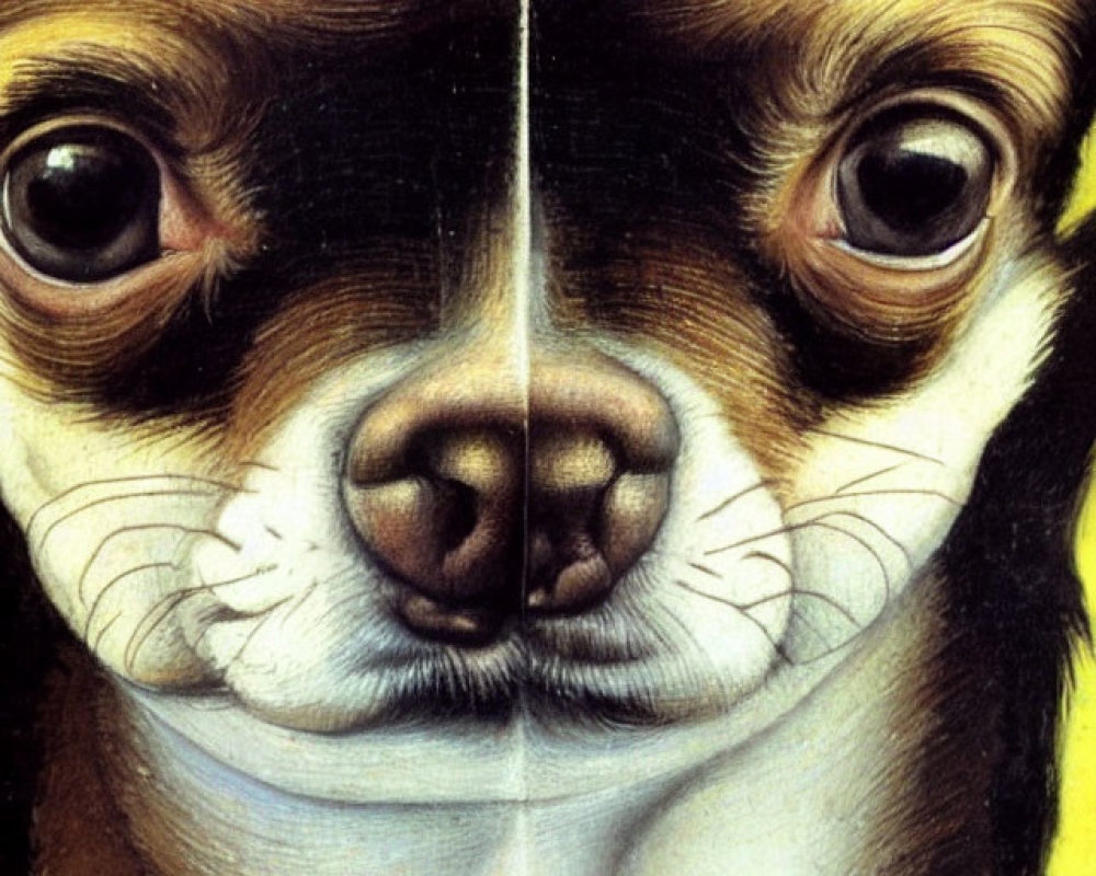 Symmetrical Close-Up Illustration of Intense Chihuahua Face