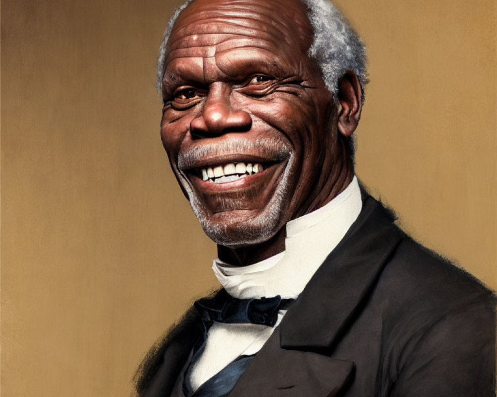 Elderly man portrait with warm smile and formal attire