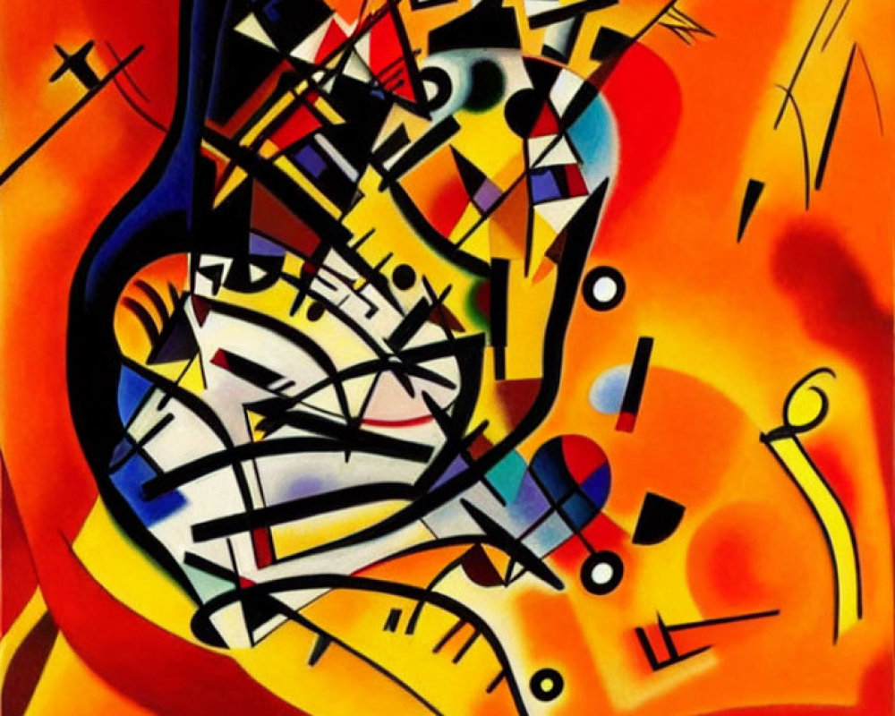 Vibrant Abstract Painting with Colorful Dynamic Shapes