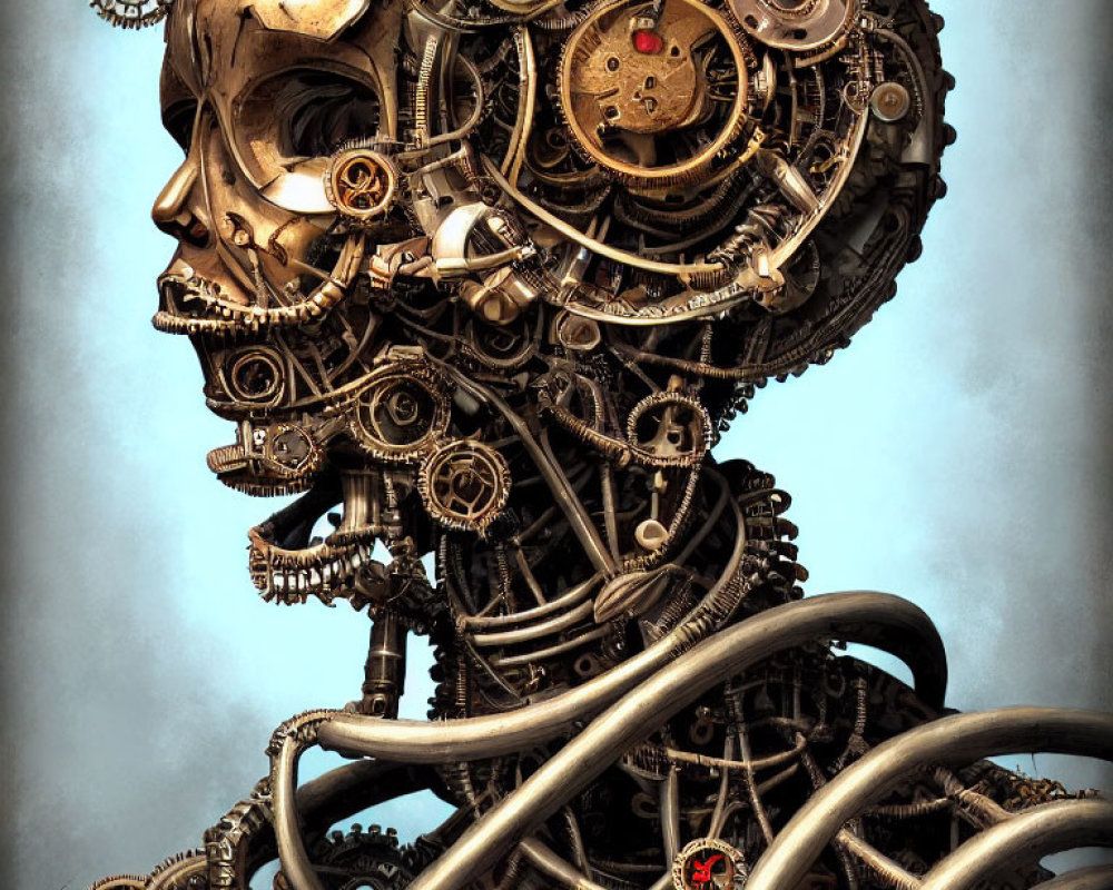 Detailed Steampunk Human Head & Shoulders Artwork