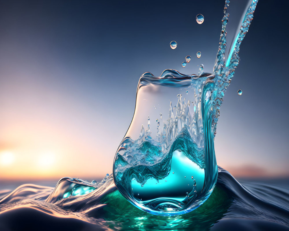 High-Resolution Splash in Clear Blue Water on Gradient Background