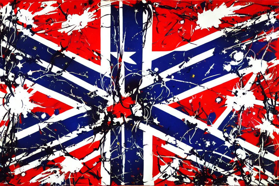 Abstract Union Jack Art with Grungy Splatter Effect