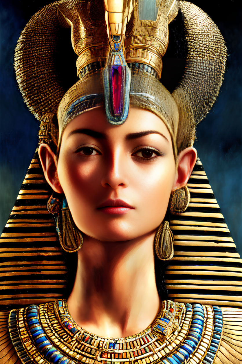 Digital Artwork: Person as Egyptian Pharaoh with Golden Headdress