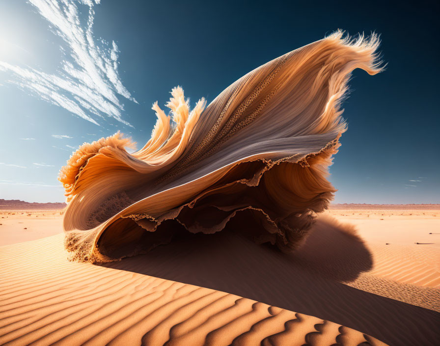 Unique Wave-Like Sand Formation in Desert Landscape