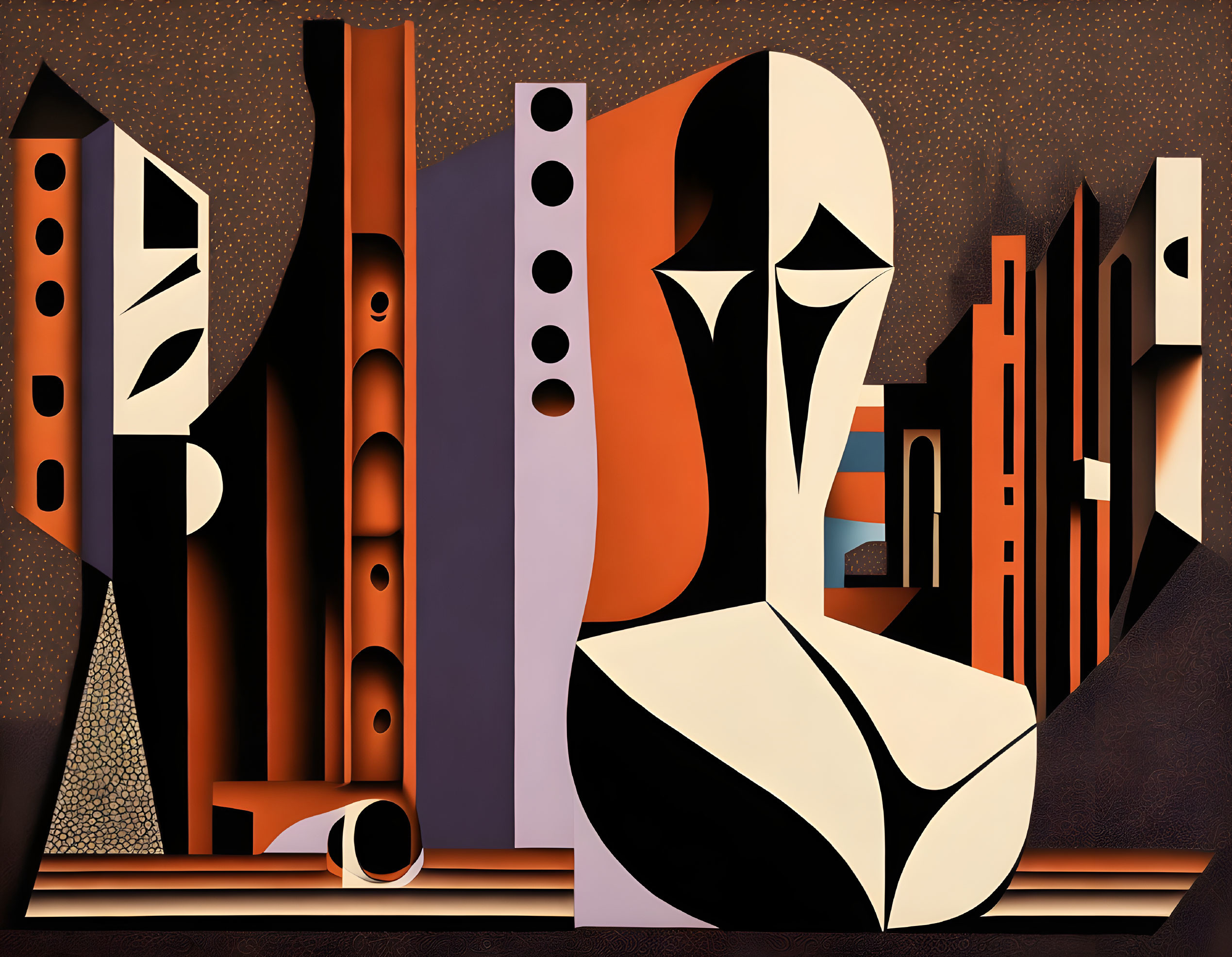 Geometric Shapes and Stylized Figure in Abstract Cubist Art