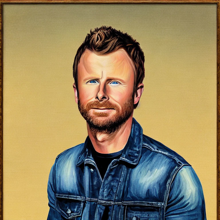 Stylized portrait of a man with beard and denim shirt