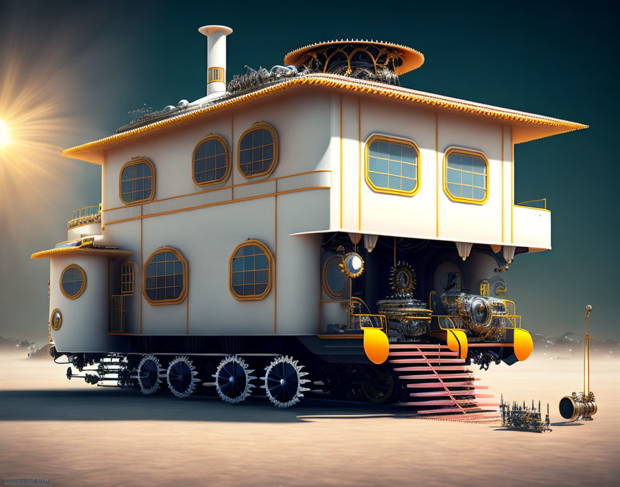 Victorian-style house steam locomotive with ornate details