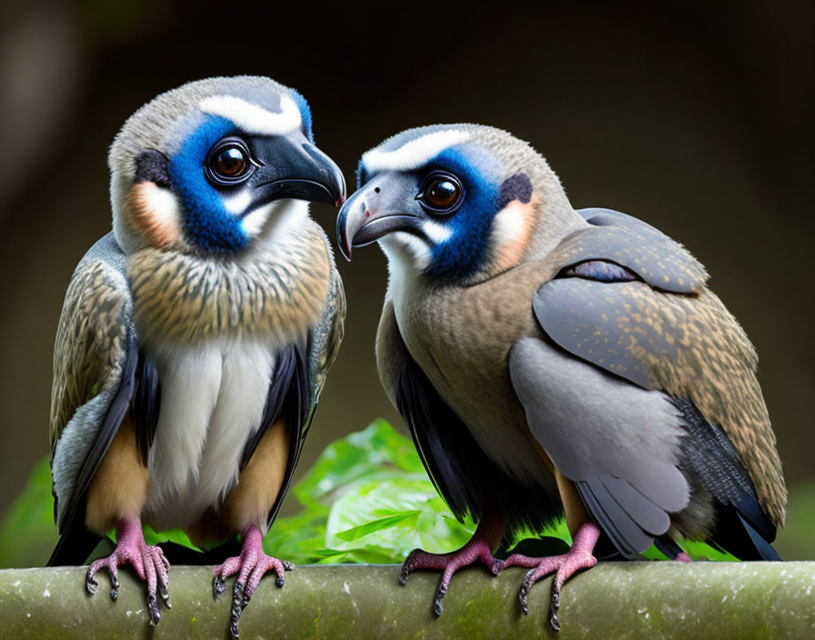 Black-faced Laughingthrush Birds Perched on Stone Ledge