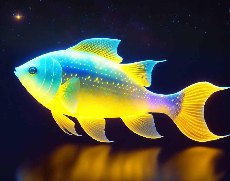 Colorful Yellow Fish in Blue Underwater Scene