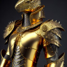 Detailed image: Knight in golden dragon-themed armor