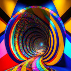 Colorful digital artwork: Kaleidoscopic tunnel with geometric patterns