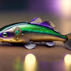 Iridescent Mechanical Fish with Gem-like Eyes and Gears