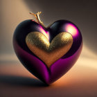 Shiny Heart-shaped 3D Render on Warm Background