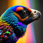 Colorful Bird with Detailed Eye and Intricate Feathers