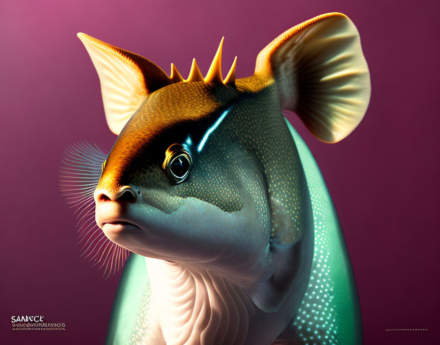 Detailed Stylized Fantasy Fish Art with Vivid Colors