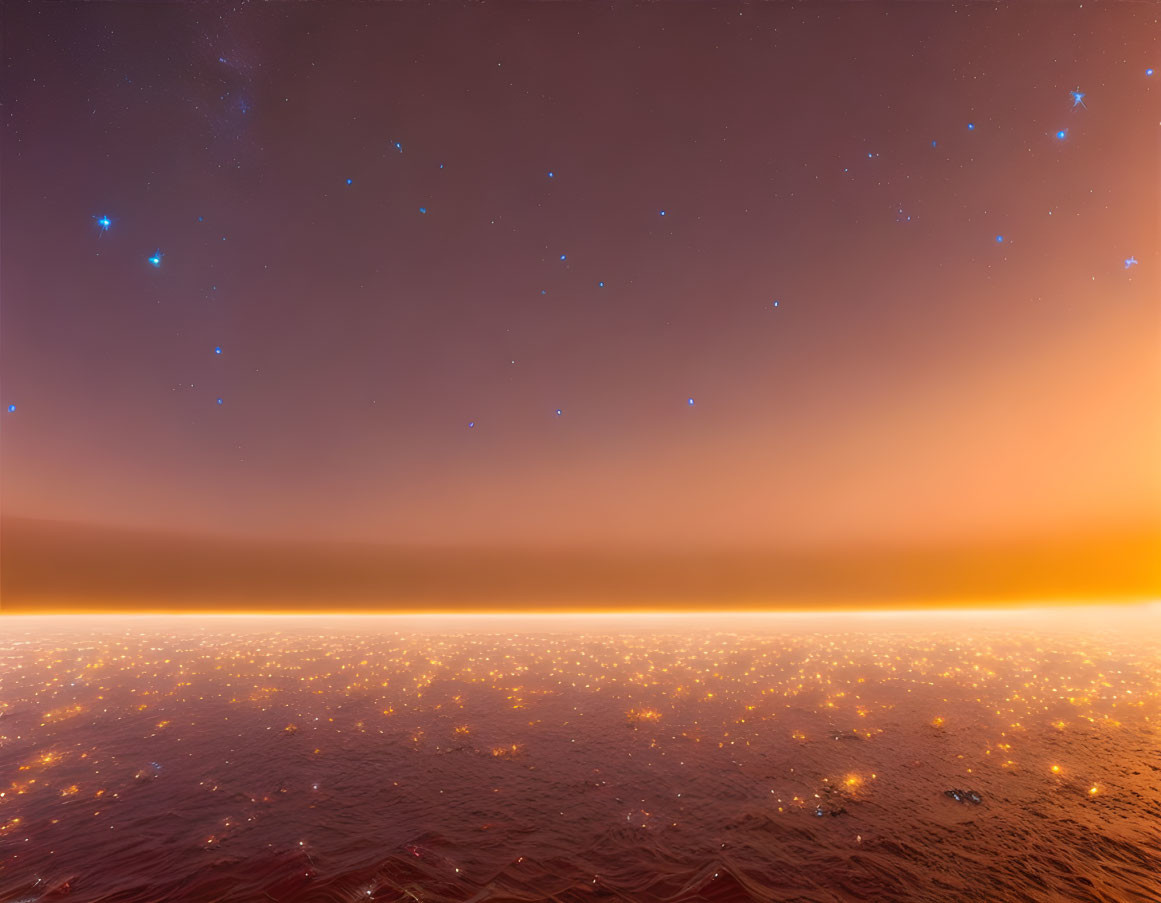 Serene Twilight Seascape with Glowing Horizon