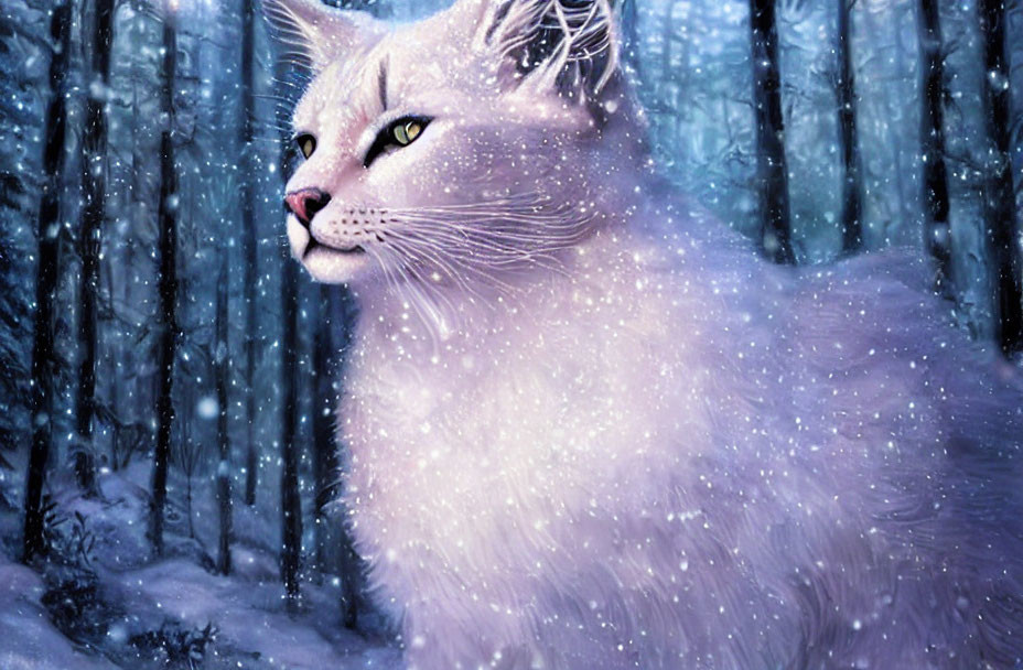 wild cat in a snowy forest