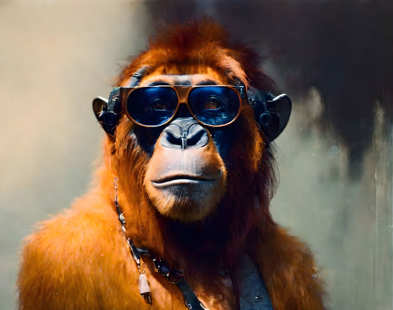 Orangutan with Glasses in Whimsical Nature Setting