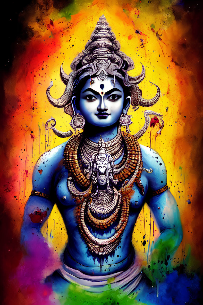 Vibrant Representation of a Deity with Intricate Details