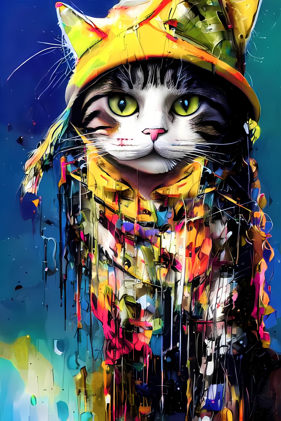 Cat in raincoat