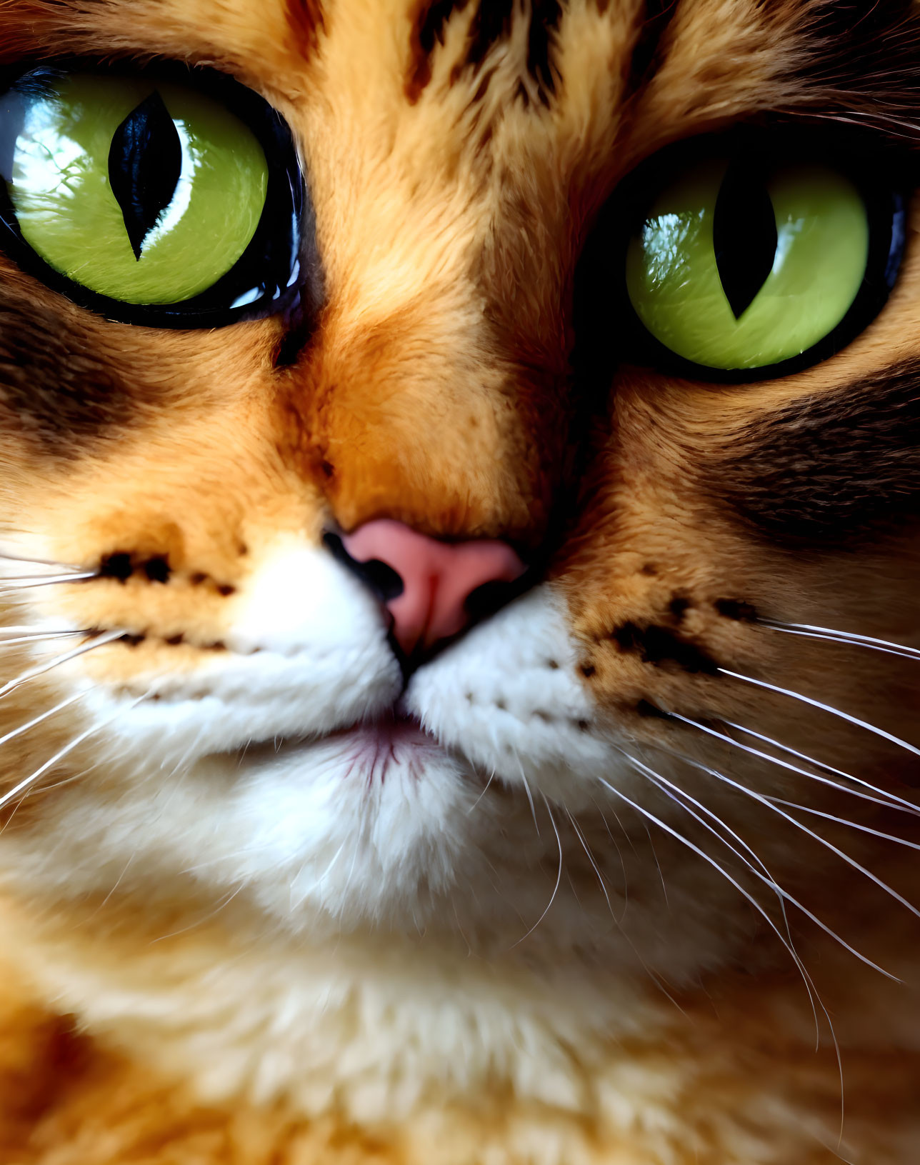 Close-Up Portrait of an Orange Cat with Green Eyes