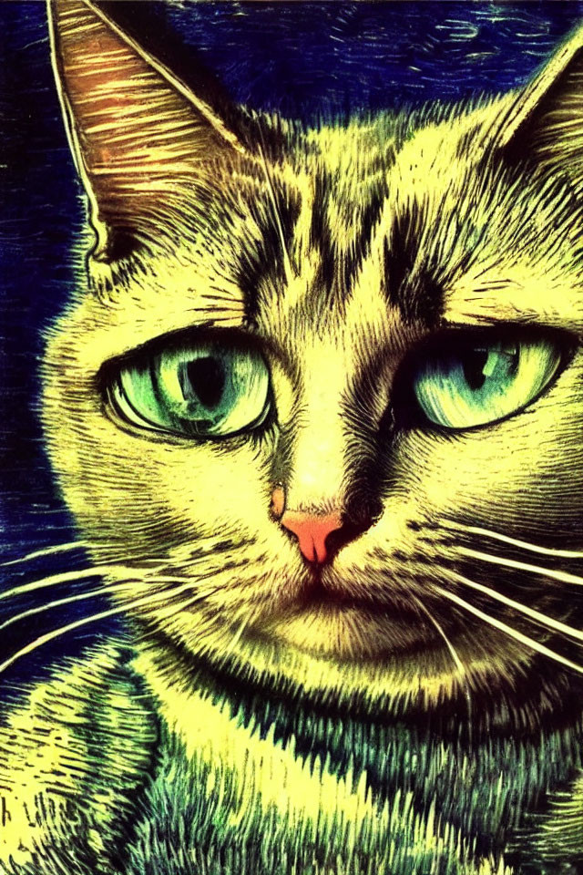 Stylized Close-Up Illustration of a Cat's Face