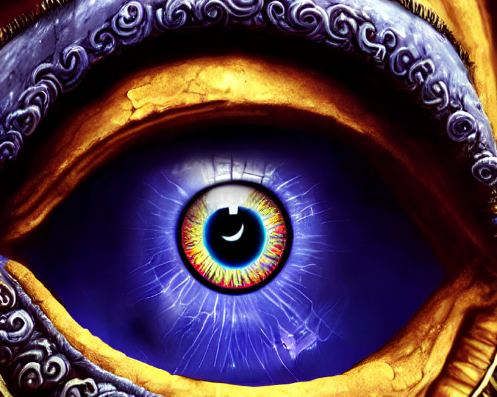 Vivid Eye with Blue Iris and Mystical Detailing