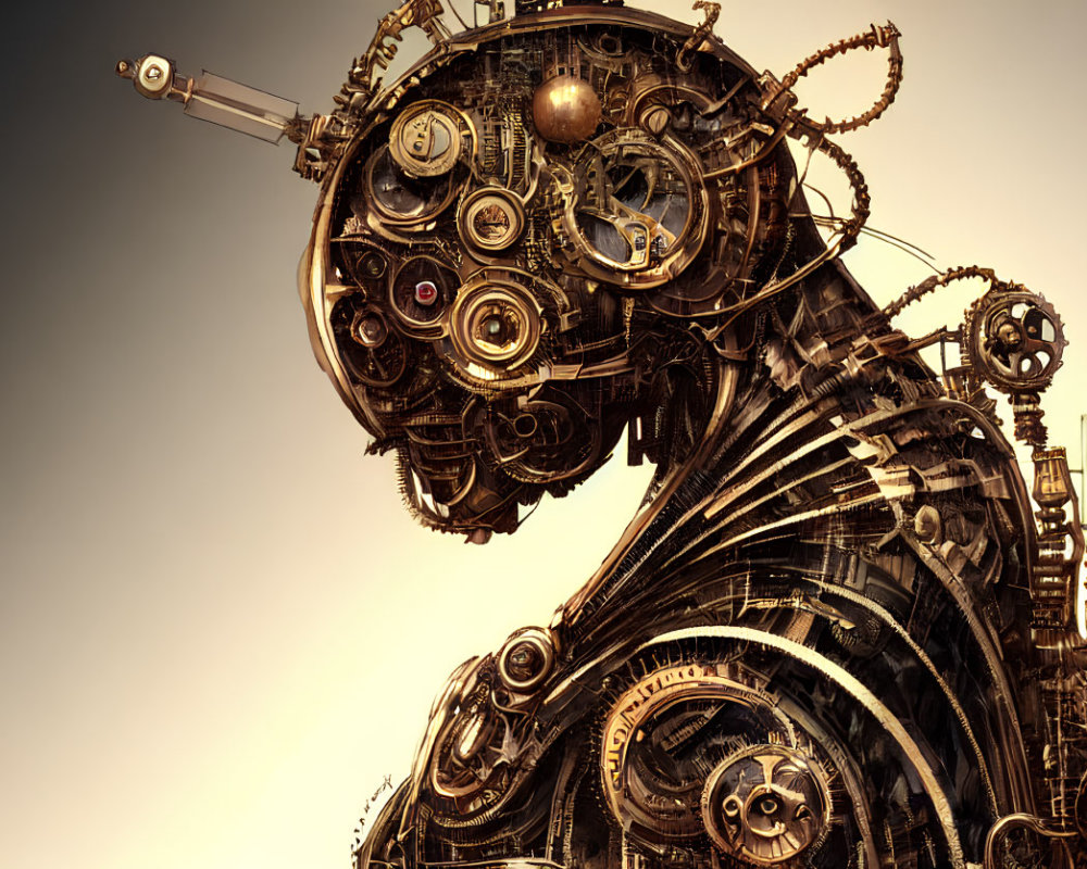 Humanoid Figure Made of Gears and Mechanical Parts